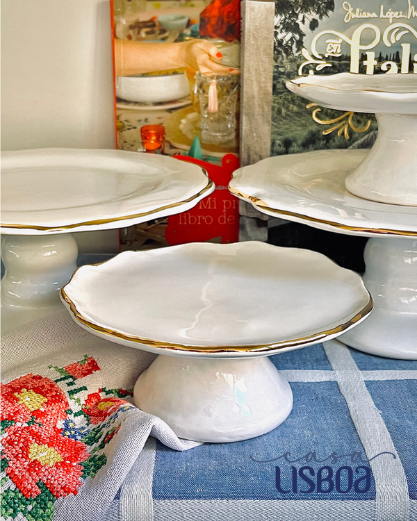 Producto - Platito c pie GOLD BLANCO