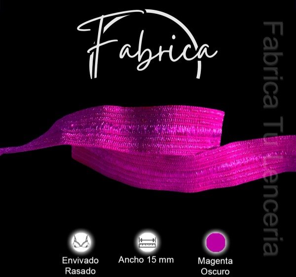 Producto - Envivado o Elástico Partido Magenta Oscuro 15mm nylon (1 metro)
