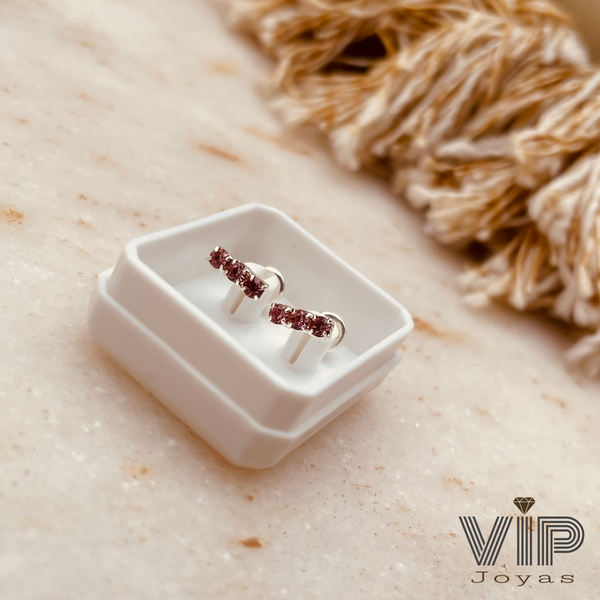 Producto - Aros Abridores 3 Cubics Rosados Plata 925