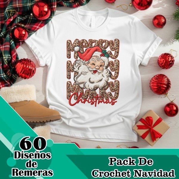 Producto - Diseños Digitales / Plantillas Para Remeras De Estilo Crochet Navidad