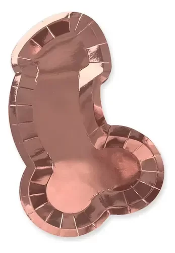 Producto - Plato pene metalizado rosa gold x6un