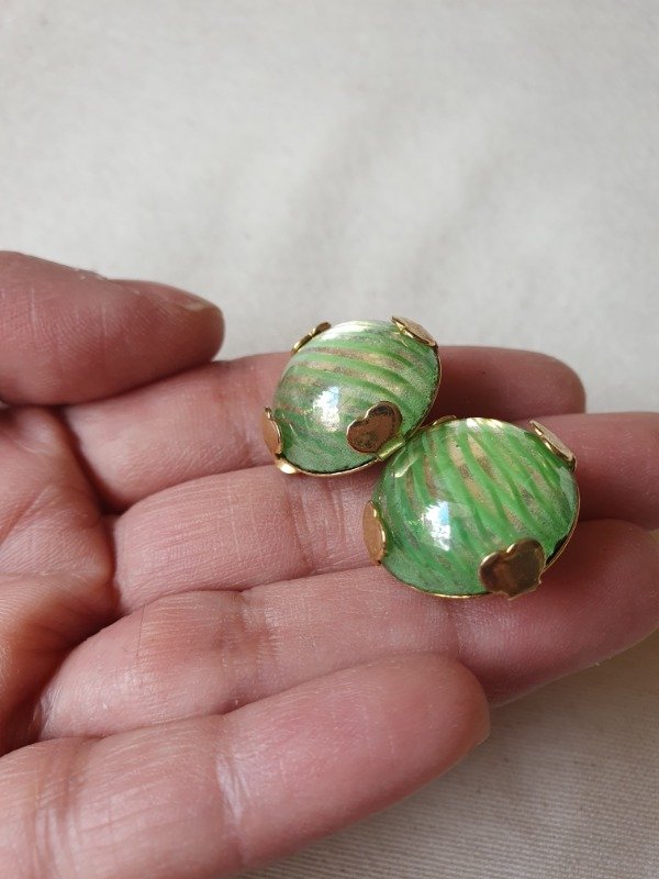 Producto - Aros Clips 50s Art Glass Verde Lima - 2