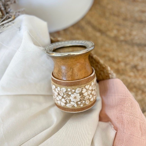 Producto - Mate criollo bordado con virola - Indira natural (por encargue)
