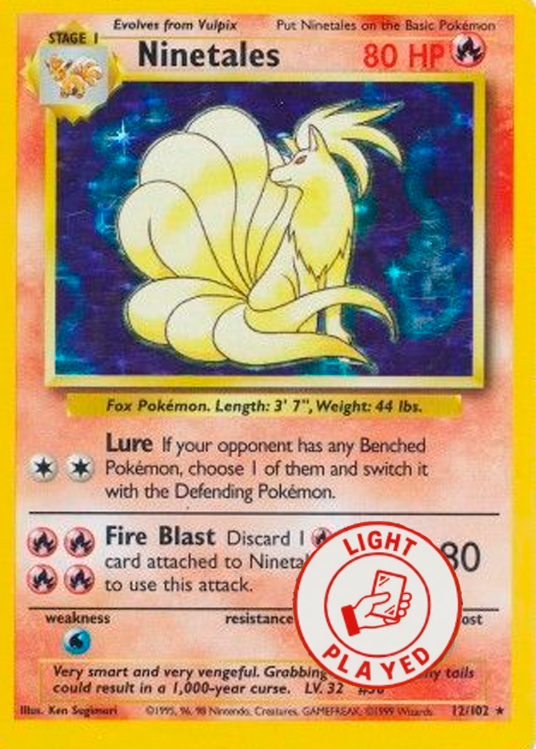 Producto - Ninetales 12/102 HOLO Base Set Unlimited LIGHT PLAYED