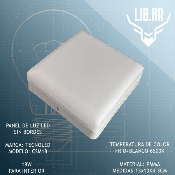Producto - Panel de luz LED sin bordes 13x13cm 18W