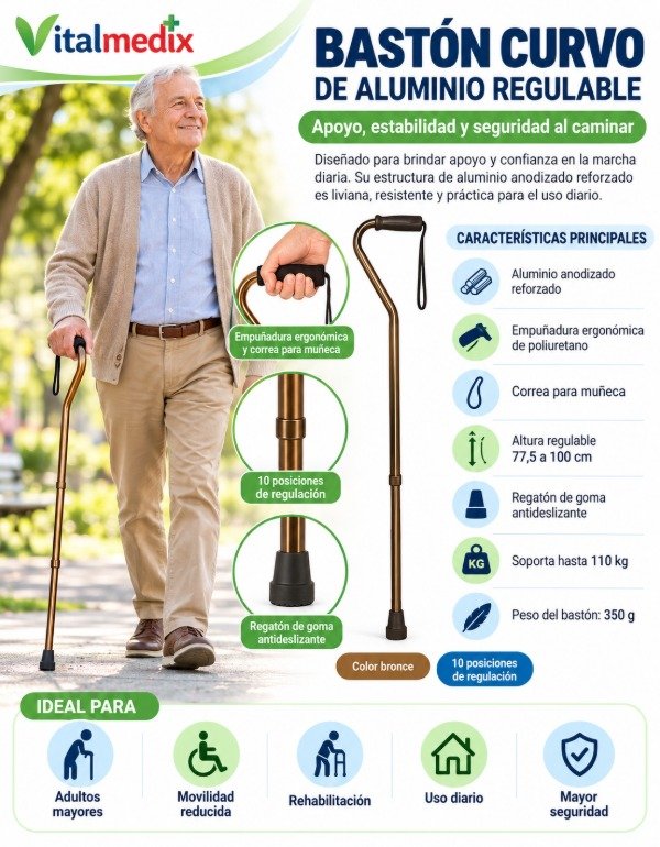 Producto - Bastón Curvo de Aluminio Regulable - 2