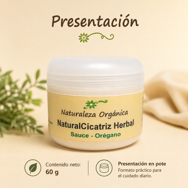 Producto - Crema Regeneradora NaturalCicatriz Herbal con Sauce y Orégano - 4
