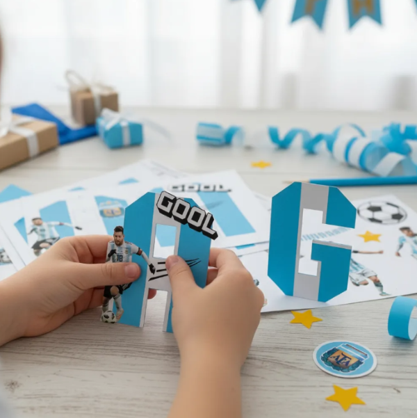 Producto - Kit Imprimible Letras 3d Editables Argentina Futbol Messi