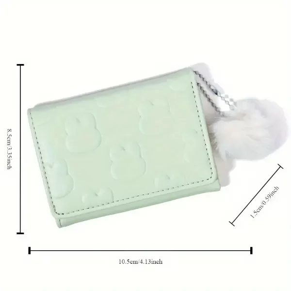 Producto - Billetera conejito con pompom Verde agua - 2