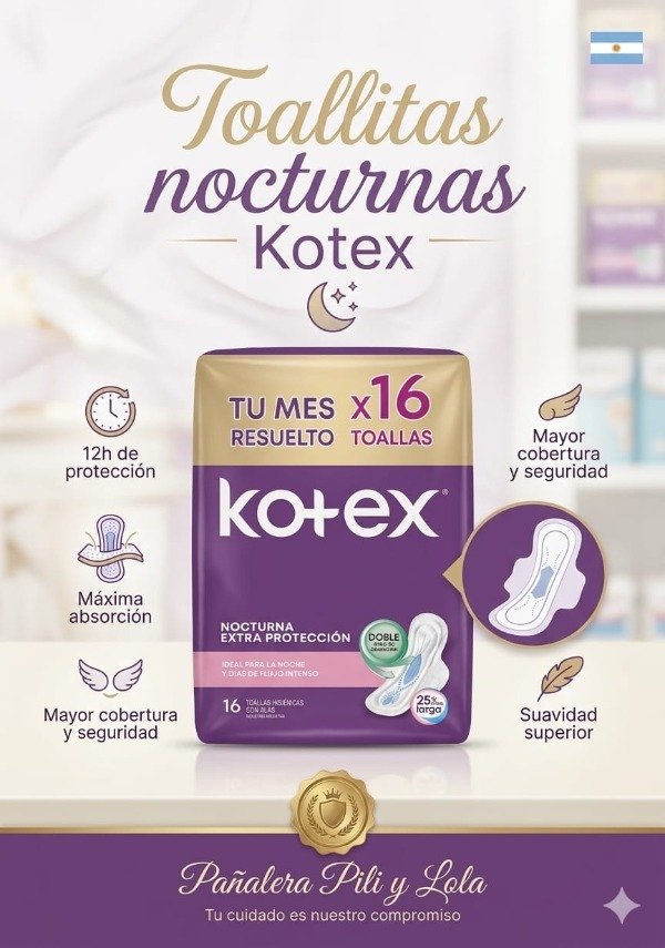 Producto - Toallitas Femeninas Kotex Nocturna x16