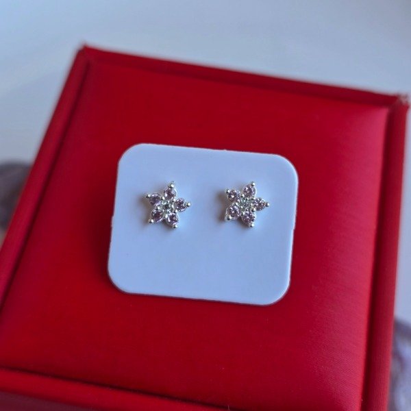 Producto - Aros pasantes italianos flor cubic rosada