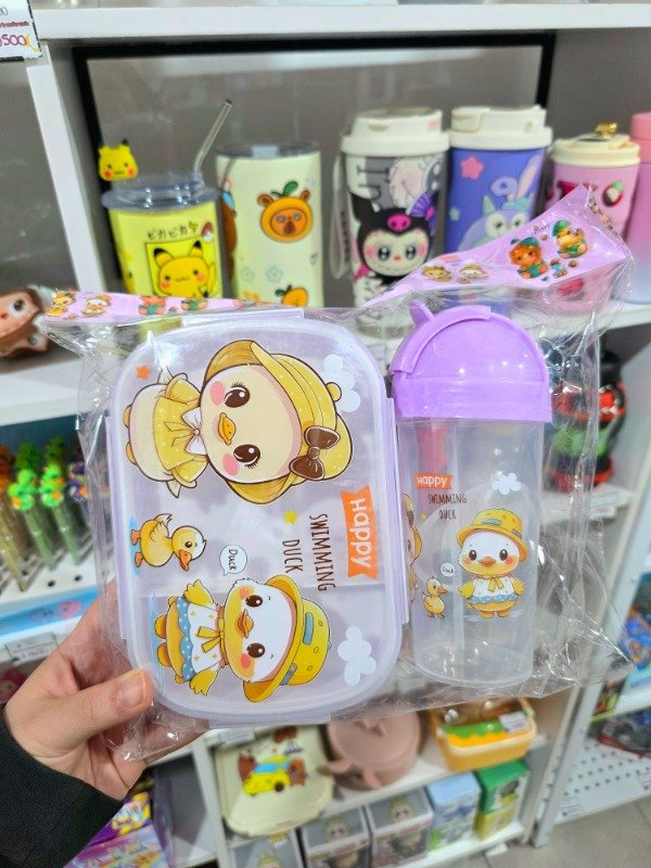 Producto - Set infantil: lonchera + cuchara + vaso