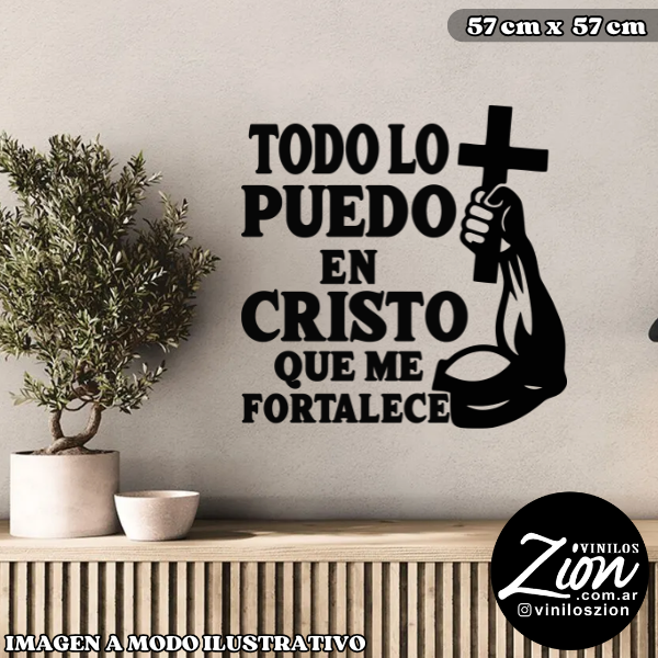 Producto - Vinilo Religioso: Todo lo puedo en Cristo que me fortalece con mano y cruz