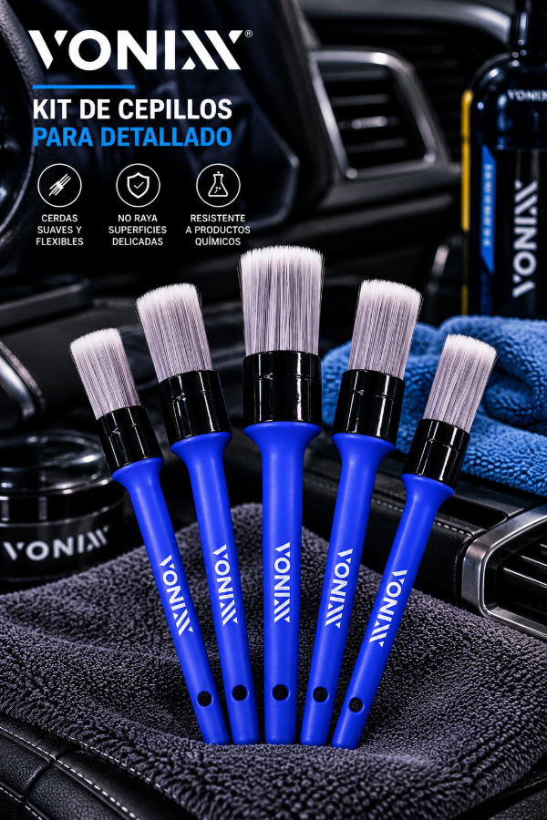 Producto - Kit De Cepillos Para Detailing Vonixx 5 Piezas Cerdas Suaves - 0