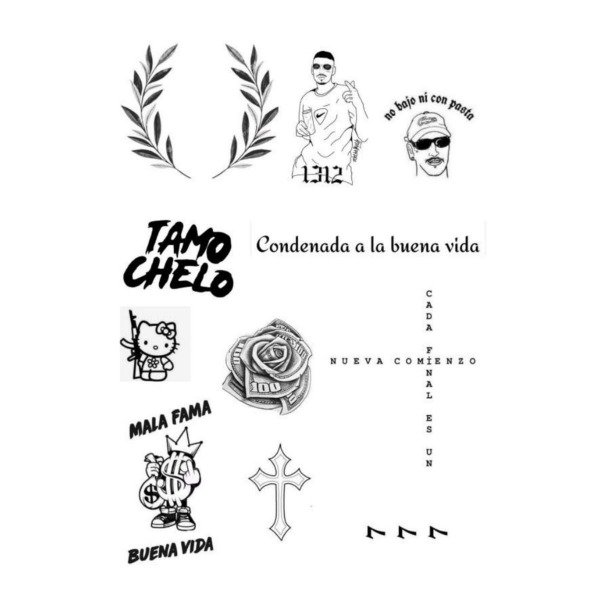 Producto - PLANCHA A4 PREDISEÑADA LA JOAQUI - TATUAJES TEMPORALES - 2