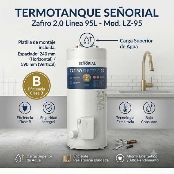 Producto - TERMOTANQUE SEÑORIAL 95LTS CARGA SUPERIOR TESTZP-95