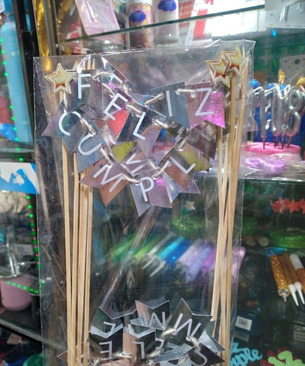 Producto - TOPPER BANDERIN FELIZ CUMPLE PLATA