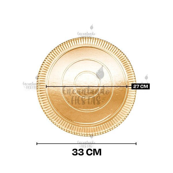 Producto - Bandeja Carton Redonda Dorada 33cm