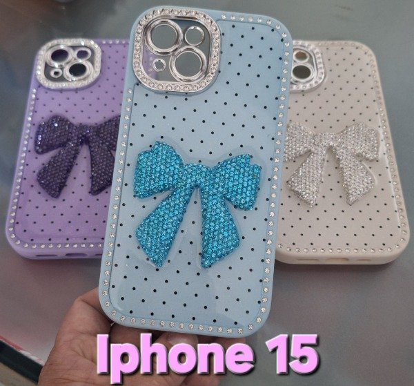 Producto - Fundas diseño strass con moño glitter. IPhone 15