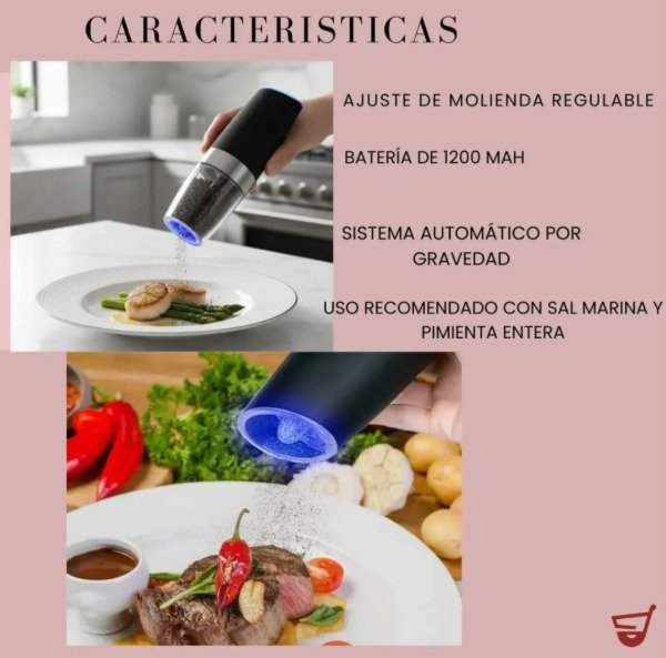 Producto - Pimentero Molinillo Automatico con luz Led Recargable USB - 5