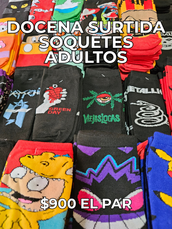Producto - Docena SURTIDA de Soquetes Animados ADULTO - 0