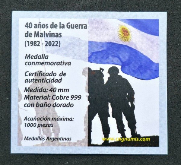 Producto - 40 Años de la Guerra de Malvinas (1983-2022) / Cobre 999 (certificada) - 2