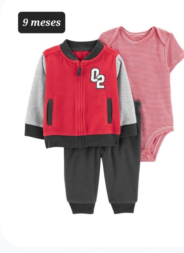 Trio carters campera pantalon y body talle 9 meses rojo — imagen 2