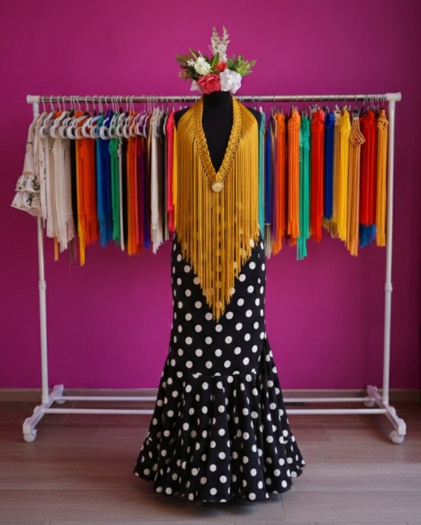 Producto - Tira De Flecos Para Escote Recta 100 Cm Dorado