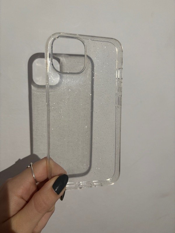 Producto - FUNDA TRANSPARENTE C/BRILLOS IP 13/14