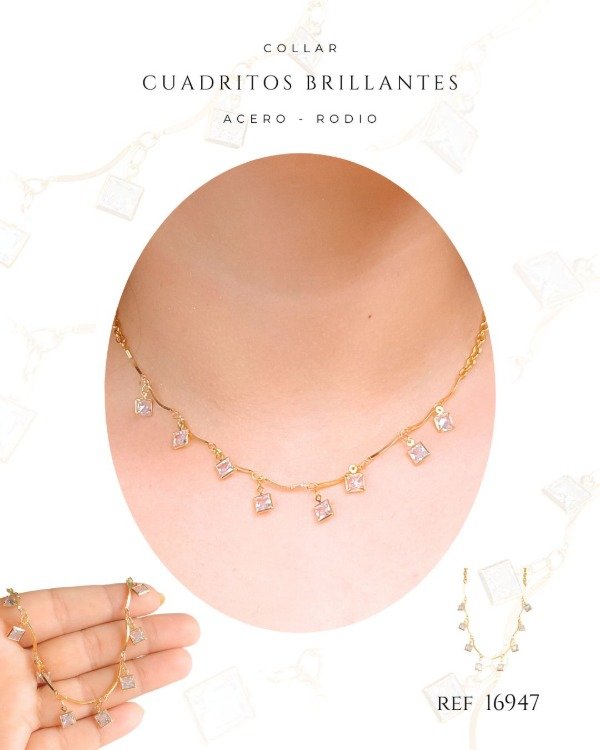 Producto - COLLAR CUADRITOS BRILLANTES REF 16947