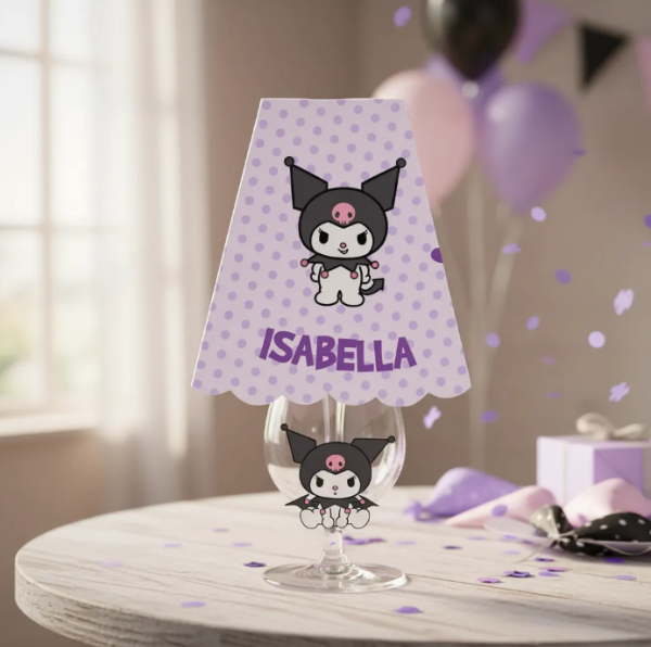Producto - Imprimible Centro Mesa Lámpara Velador Copa Kuromi - 1