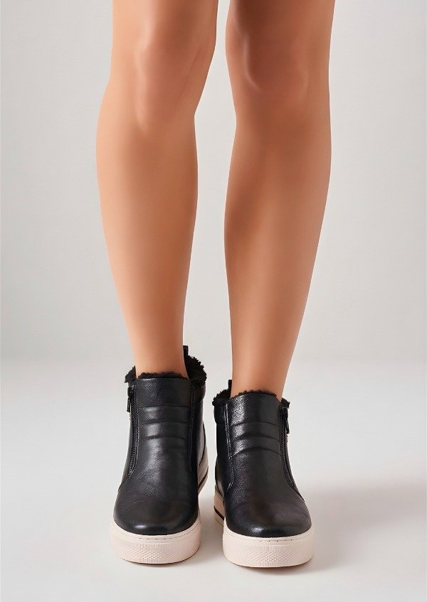 Producto - Botita Via Marte Negro con piel Negro importada