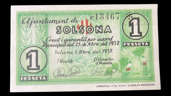 Producto - Guerra Civil Española. Solsona (1937) 1 Peseta - 0
