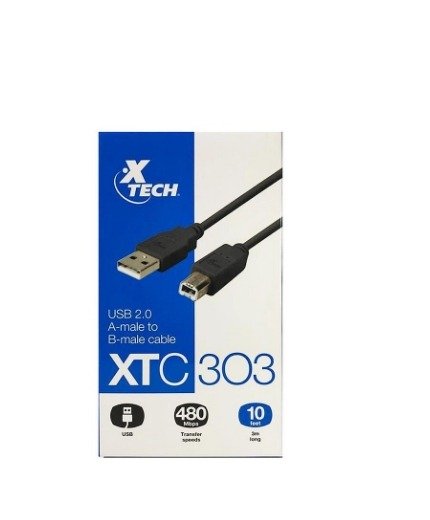 Producto - Cable Datos Xtech XTC-303 USB USB Tipo B Negro 3.00mts - 0