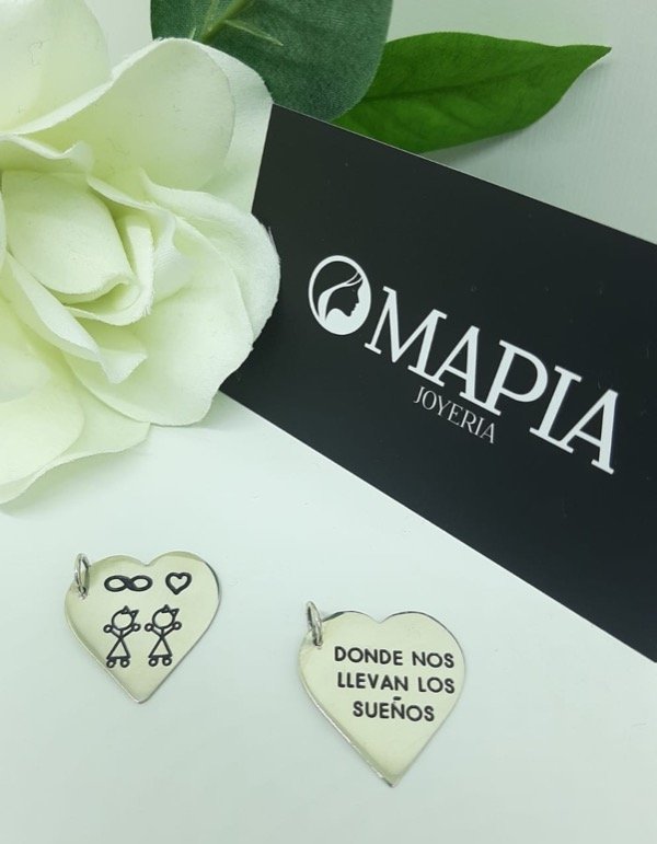 Producto - DIJE CORAZÓN PERSONALIZADO CON GRABADO PLATA 925