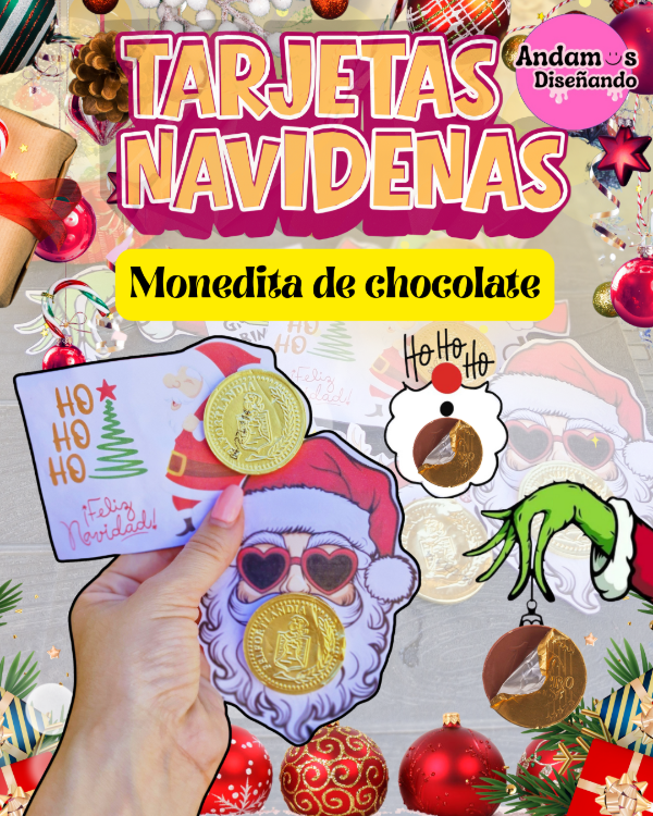 Producto - TARJETAS NAVIDEÑAS PARA MONEDITA DE CHOCOLATE