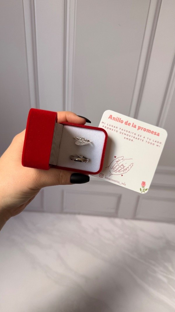 Producto - Caja de anillos de la promesa - alianza y anillo corazón con cubic - 0