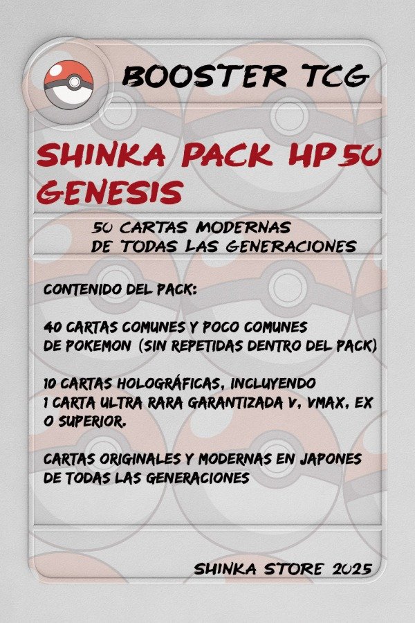 Producto - SHINKA PACK HP50: GENESIS - Booster JP 50 Cartas Pokémon Originales