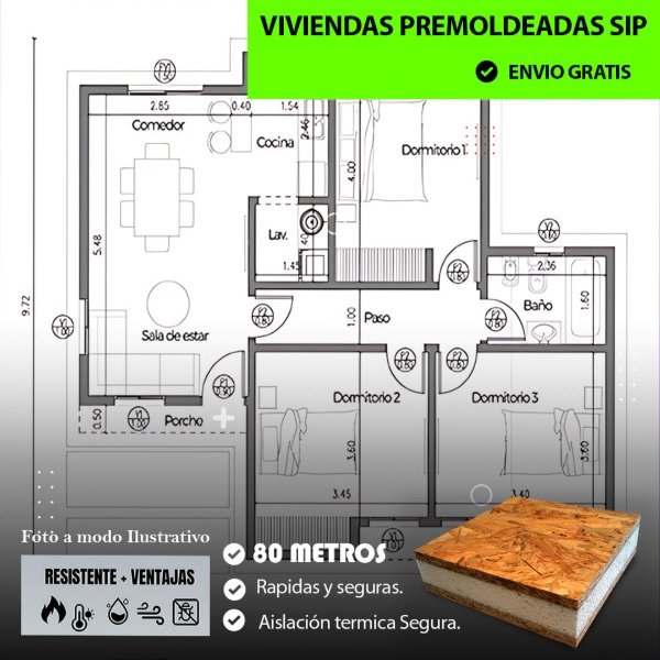 Producto - PREMOLDEADA 80 METROS CUADRADOS "Proyectos a medida, precios imbatibles."