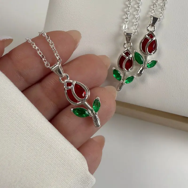Producto - Collar Tulipán strass rojo