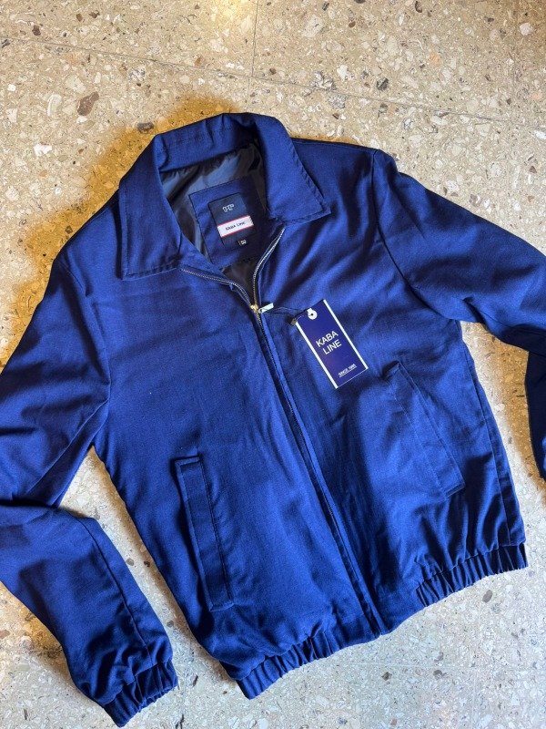 Producto - Campera lino cuello camisero azul