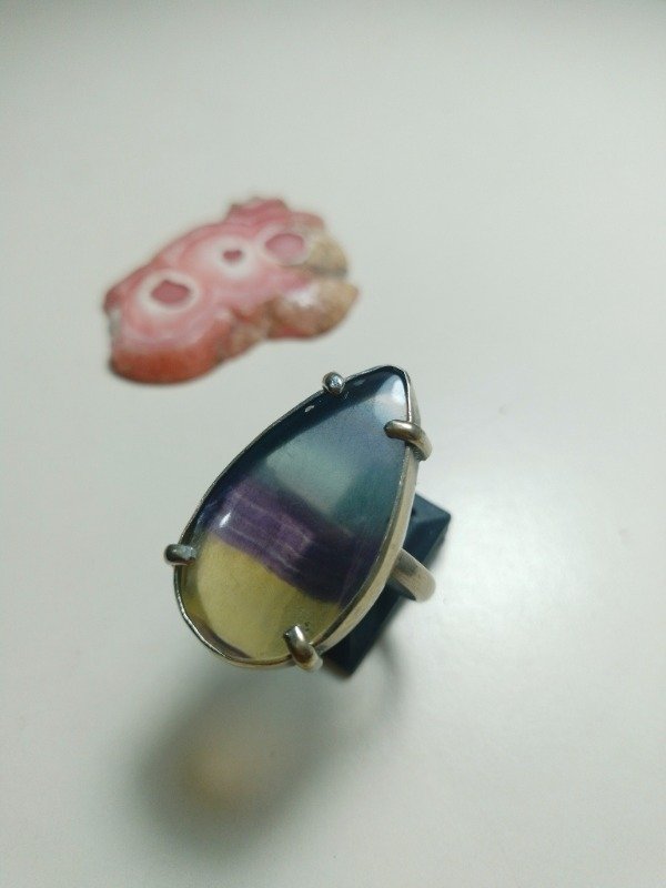 Producto - Anillo Fluorita Arco Iris alpaca