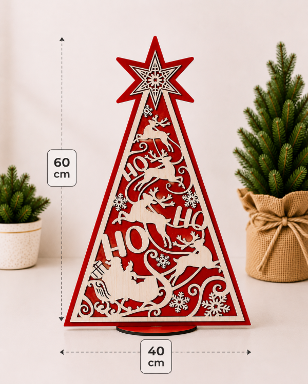 Producto - Pino "cipres" navideño con base color rojo - 1