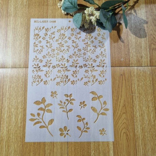 Producto - St 5460 de 20x30 cm Stencil Fondo Hojitas