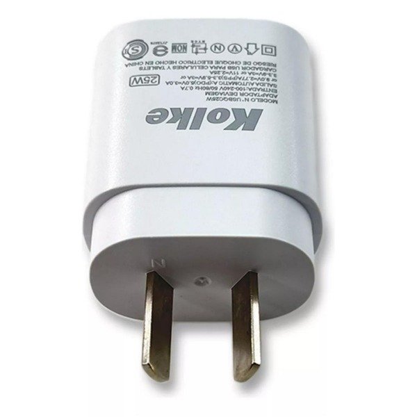 Producto - CARGADOR KOLKE TIPO C/CABLE 25W CARGA RÁPIDA BLANCO