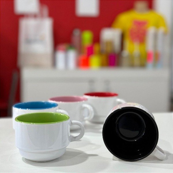Producto - TAZA DE CAFE PORC BLANCA DE DOBLE COLOR 160ML