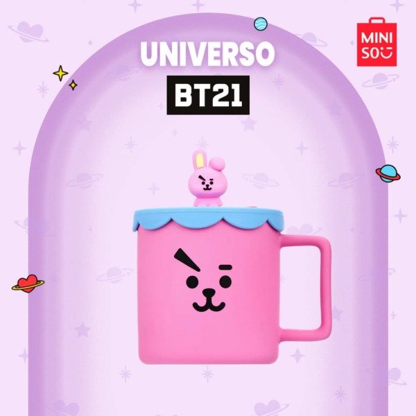 Producto - Taza de cerámica con tapa de silicona BT21 COOKY (MINISO OFICIAL)