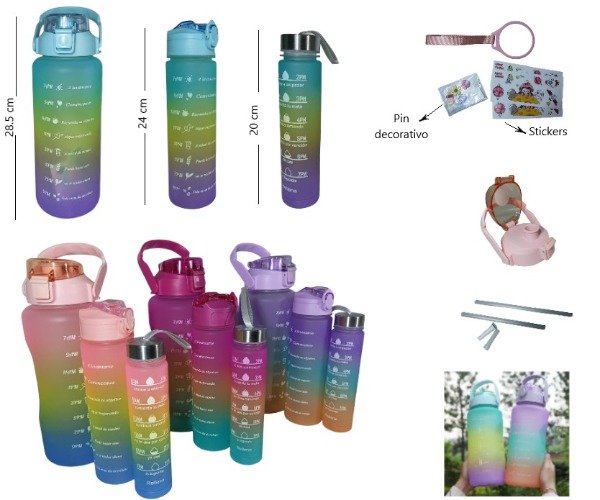 Producto - BOTELLA MOTIVACIONAL X3 DOBLE PICO