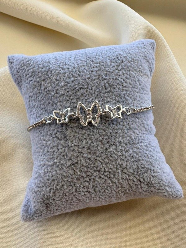 Producto - Pulsera Triple mariposas - Acero blanco