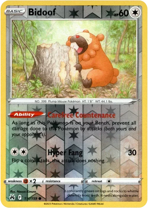Producto - Bidoof - 111/159 - Crown Zenith - Reverse Holo